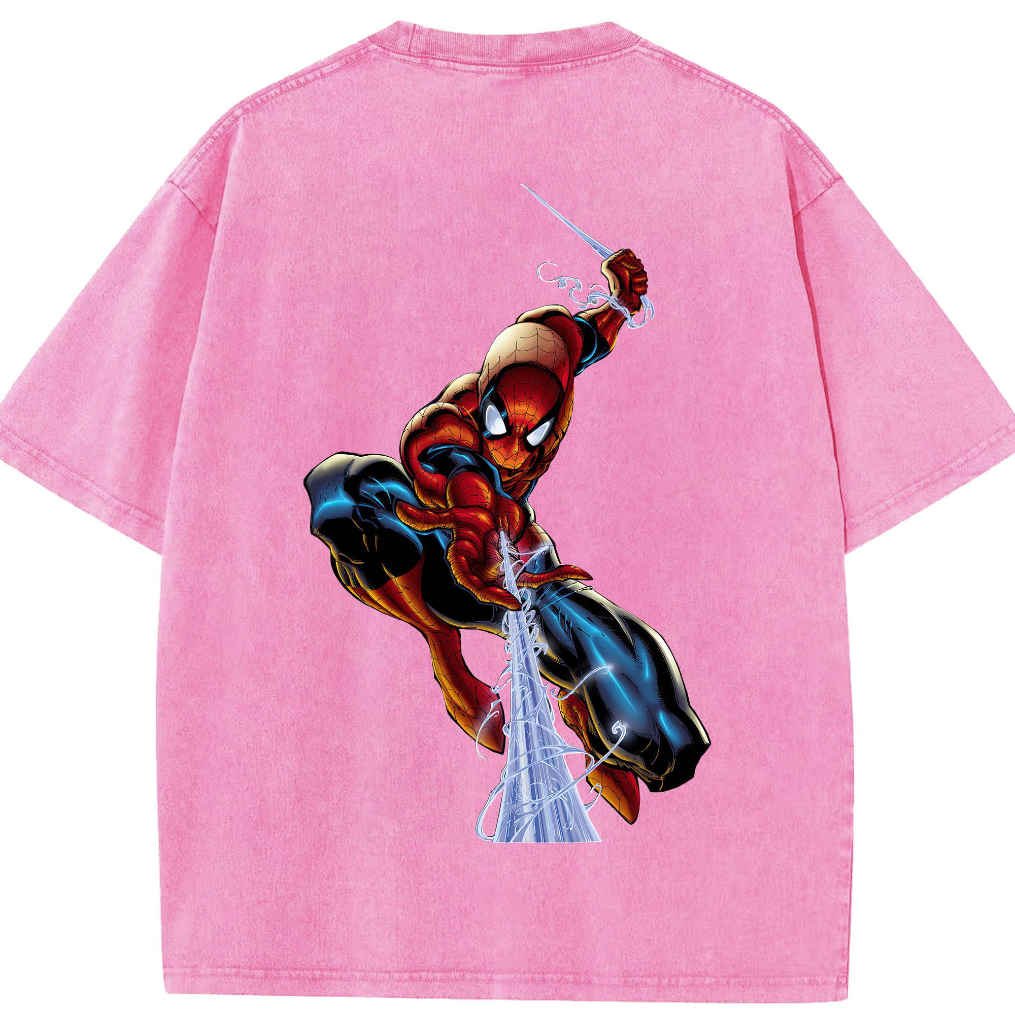（画像用） Spider Man スパイダーマン 綿100% ヴィンテージ風 半袖Tシャツ（背面プリント）